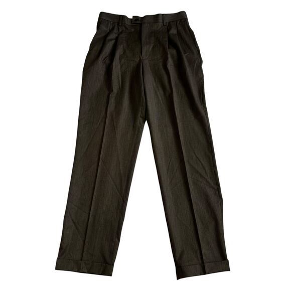 Alan Fusser Brown Wool Blend Dress Pants Men Size 34x34 | 57-40 - Picture 2 of 11